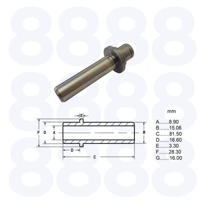 Nuffield 2-8T Exhaust Valve Guide — Emmark EM3657